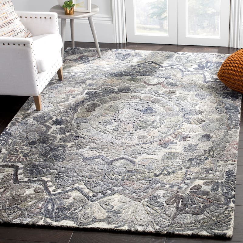 SAFAVIEH Handmade Marquee Genta Modern Medallion Wool Rug - 4' x 6' - Grey/Multi - Rectangle