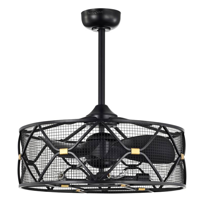 Matte Black 24-inch 6 Lights 3 Blades Lighted Ceiling Fan with Remote