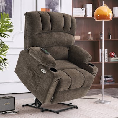 MCombo Recliner Chair Sofa with Massage and Heat, Fabric R7096 (Medium-Wide)