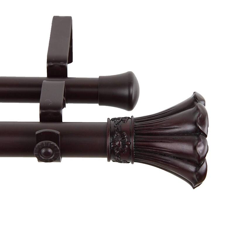 Blossom Double Curtain Rod - Elegant Steel Drapery Rod Set - 240