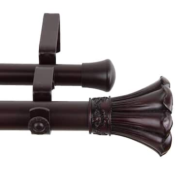 Blossom Double Curtain Rod - Elegant Steel Drapery Rod Set - 240