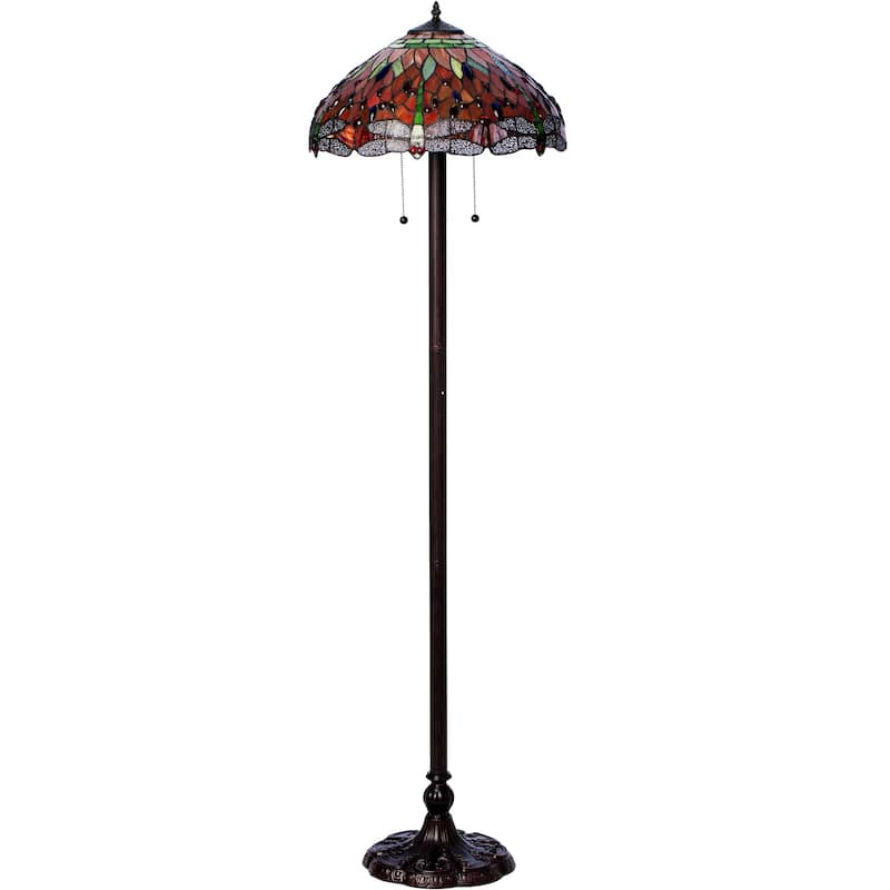 Copper Grove Simeonov Tiffany-style Dragonfly Floor Lamp