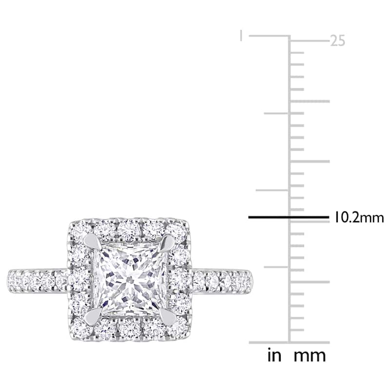 3 1/2ct TDW Princess-Cut Lab Grown Diamond Three-Stone Ring 14k White Gold