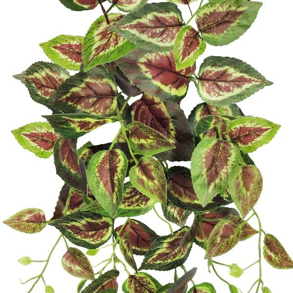 Green Red Artificial Coleus Ivy Leaf Vine Hanging Plant Greenery Foliage Bush 24in 24" L x 12