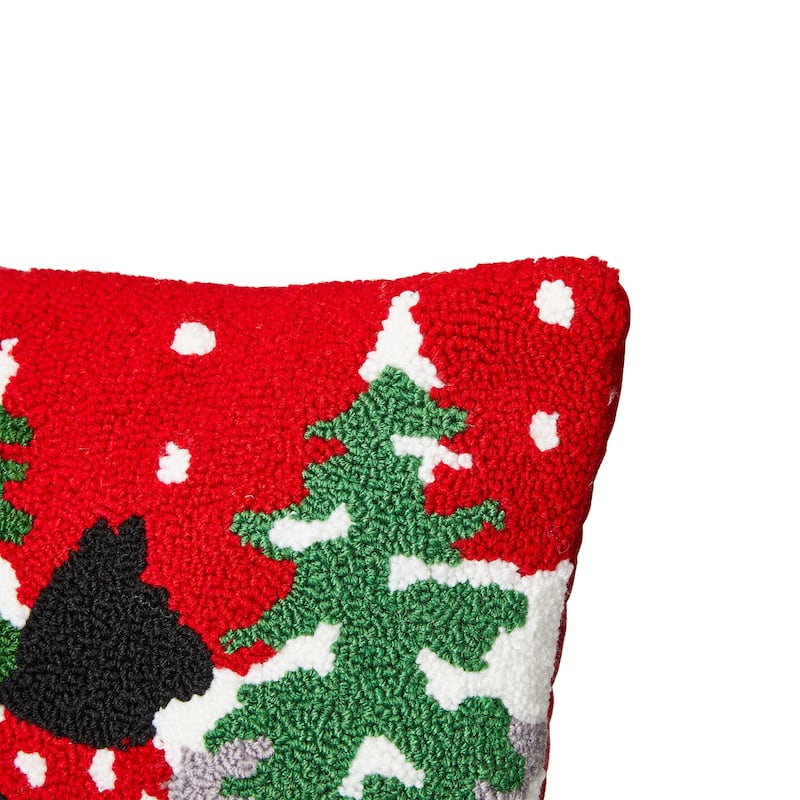 Glitzhome 14"L Hooked Dog Cat Christmas Throw Pillow Festival Home Office Decor
