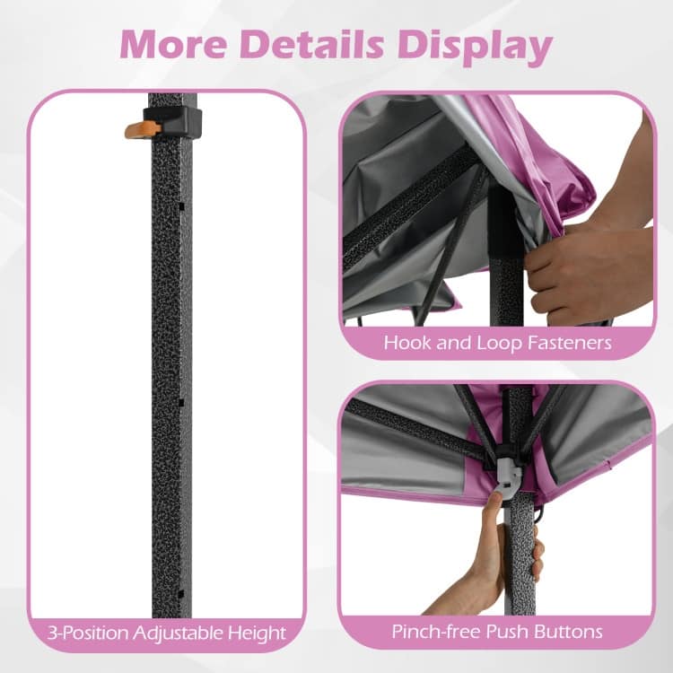 Oxford Fabric Metal Pop Up Canopy Tent with Bag and Adjustable Height