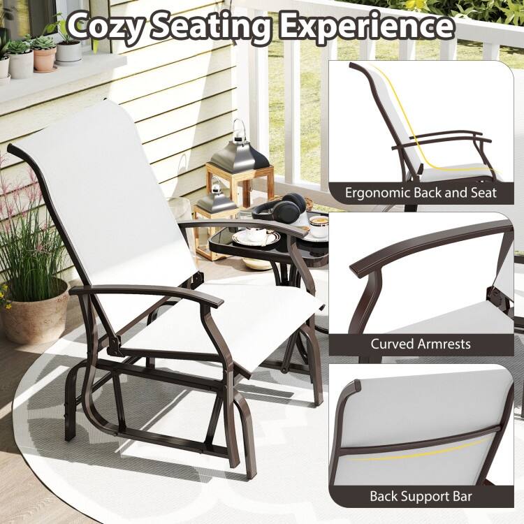 Fabric Metal Outdoor Glider Chairs Set of 2 Patio Set - 32" x 25.5" x 37"