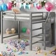 preview thumbnail 1 of 10, White Full Size Loft Bed with Storage Wardrobe & Staircase Grey