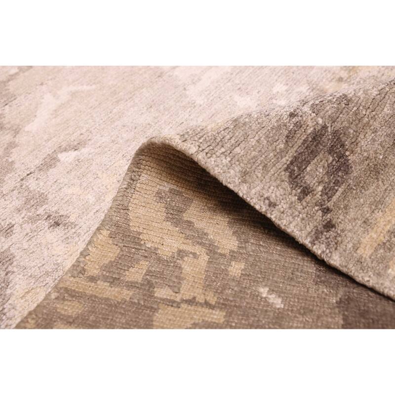 ECARPETGALLERY Hand-knotted Legacy Grey, Light Khaki Silk Rug - 5'8 x 7'9