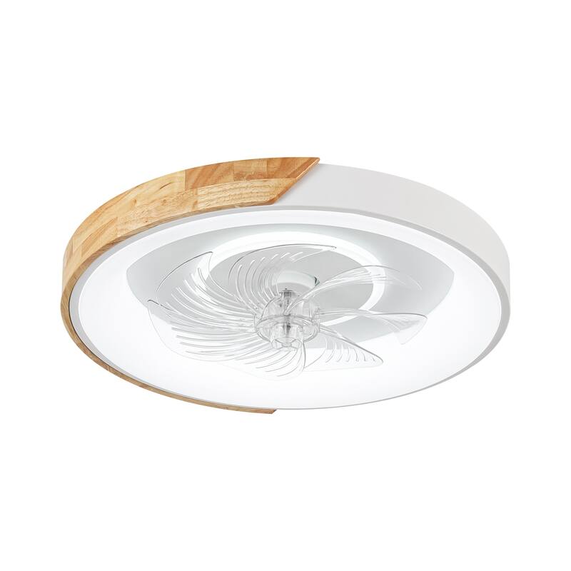 19 in. Modern White Circle Color-Changing Integrated LED Flush Mount Ceiling Fans Light With Remote Control for Bedroom