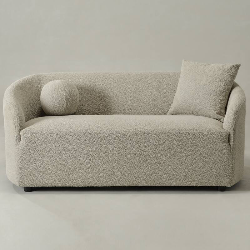KINWELL 68" W Upholstered Sherpa Boucle Loveseat with 2 Pillows - 2-Seater
