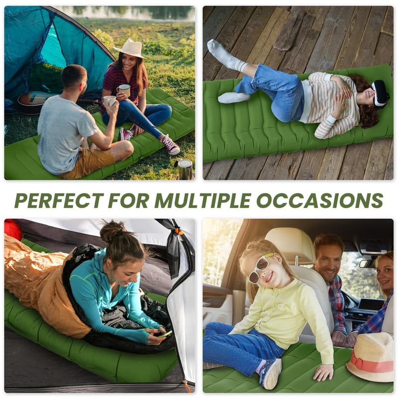 Camping Inflatable Sleeping Pad With Pillow Foot Pump & Carry Bag