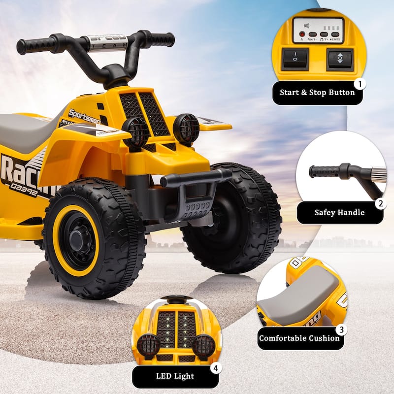 6V Kids Ride On Electric ATV, Ride Car with LED Headlights