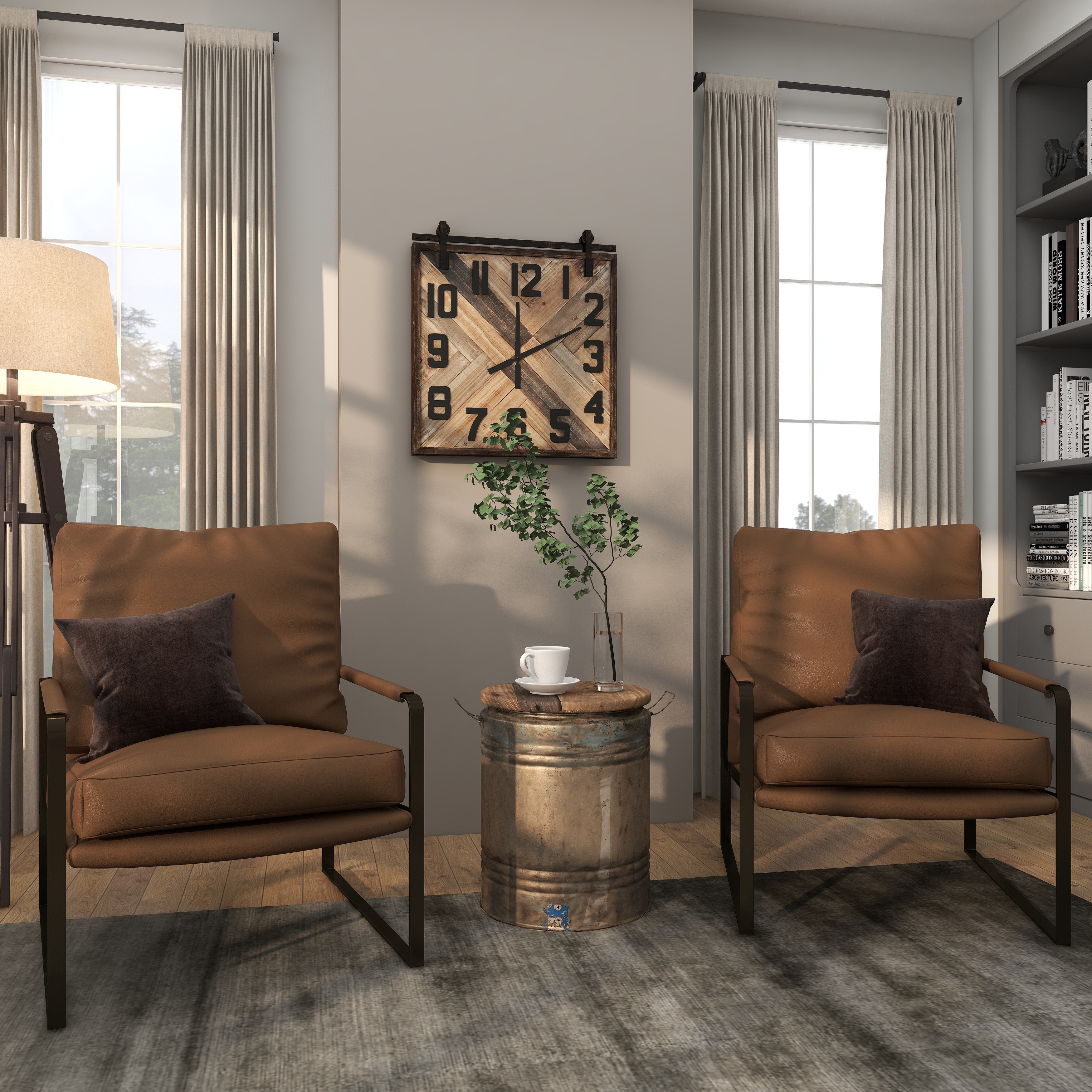 Gray Metal Farmhouse Accent Table with Brown Wood Top - 16 x 16 x 20