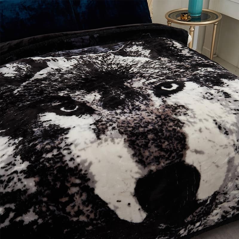 Floral & Animal 2-Ply Heavy Raschel Blanket 85" X 95"