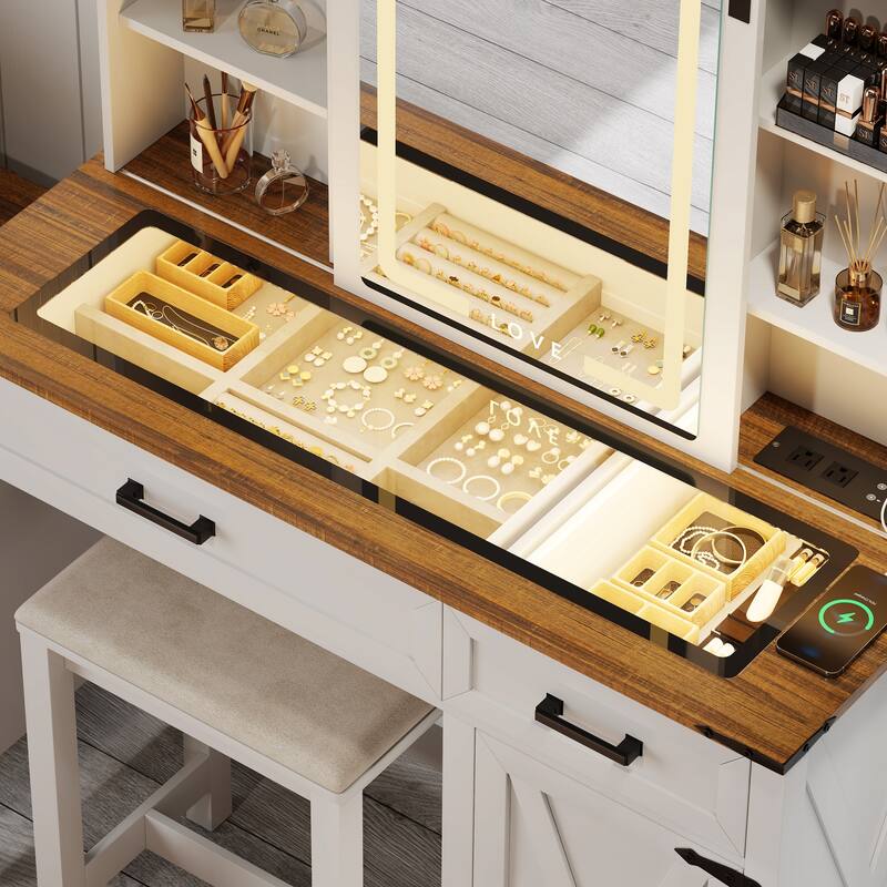 Makeup Vanity With Led Light and Outlets