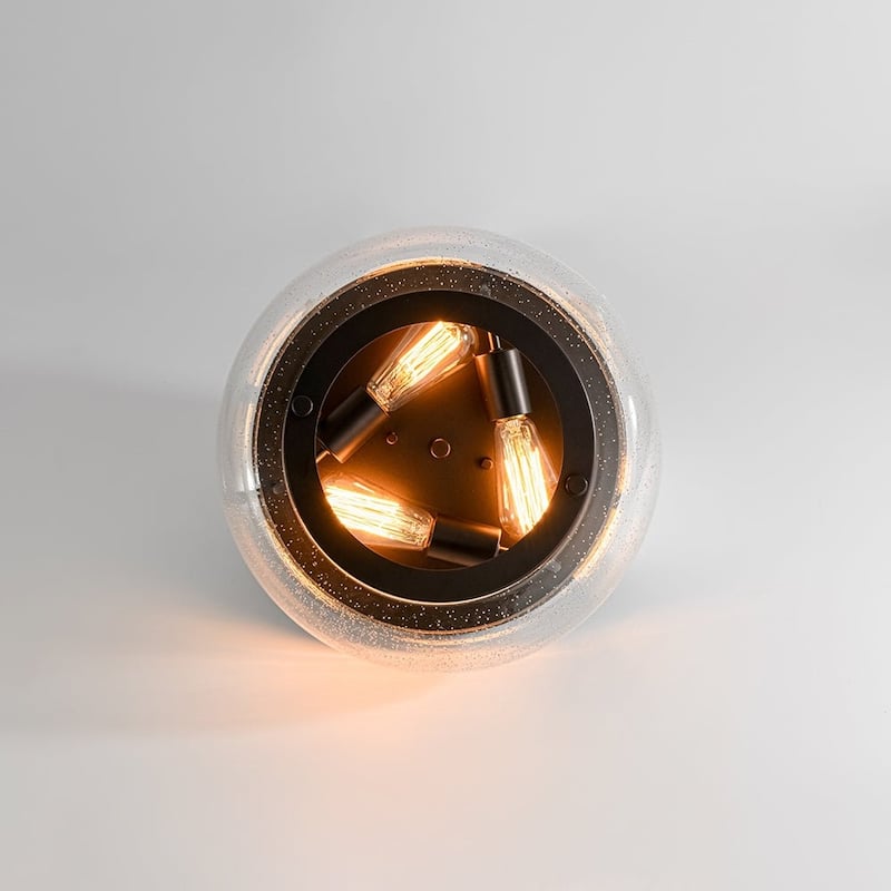 Oil Rubbed Bronze 3-Light Round Glass Flush Mount Ceiling Light