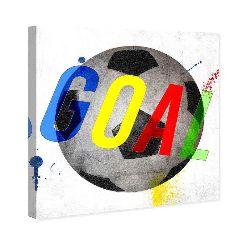 Wynwood Studio Prints Typography and Quotes Soccer Goal Bold Blue and Neon Blue Modern & Contemporary Wall Art Canvas Print