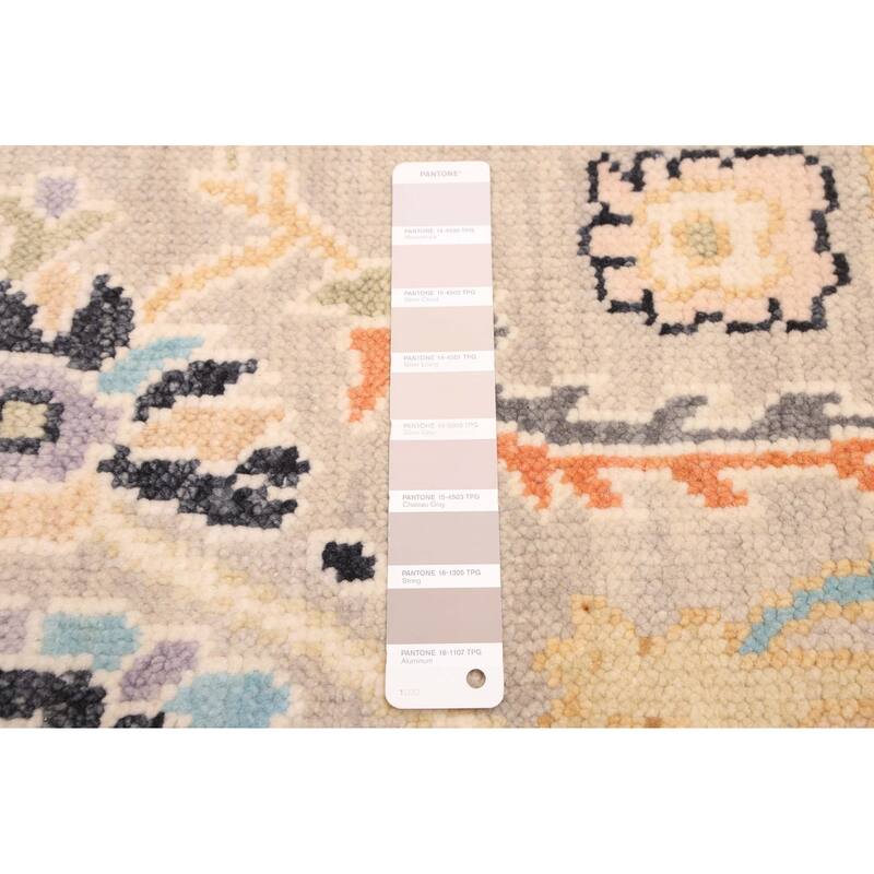 ECARPETGALLERY Hand-knotted Modern Oushak Light Grey Wool Rug - 4'1 x 6'2