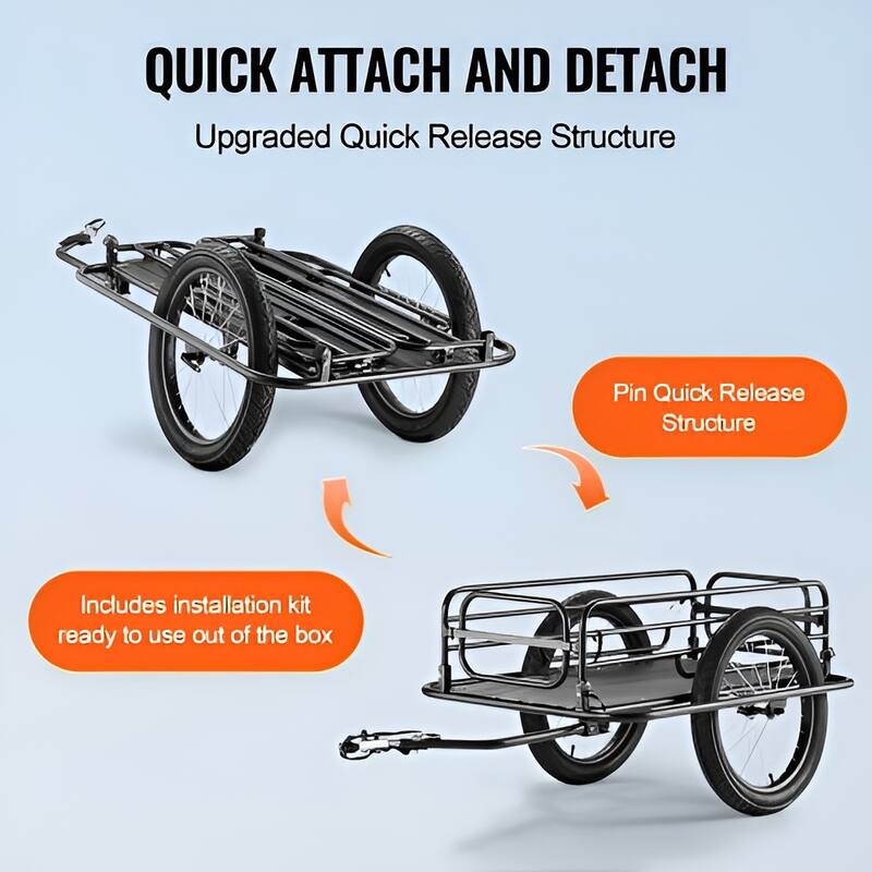 Bike Cargo Trailer, 275 lbs Load Capacity, Heavy-Duty Bicycle Wagon Cart, Foldable Compact Storage & Quick Release with Univers