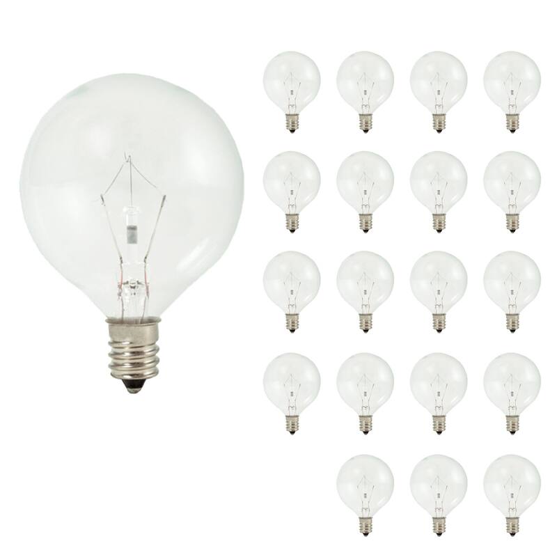 Bulbrite Pack of (20) Dimmable Clear Candelabra (E12) Krypton Bulb - 25 Watt - G16.5