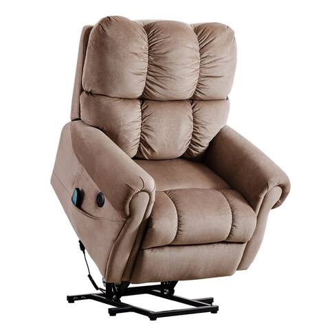 Electric Lift Recliner with Heat Therapy and Massage, Heavy Recliner, with Modern Padded Arms and Back, camel