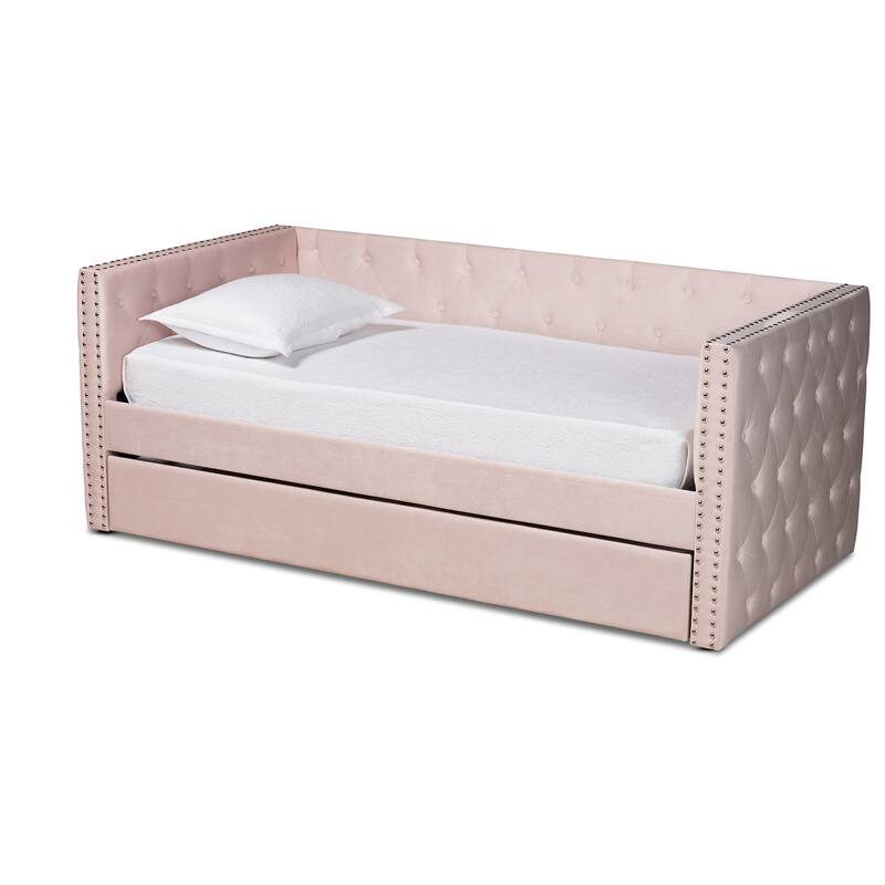 Larkin Modern Velvet Fabric Upholstered Daybed with Trundle