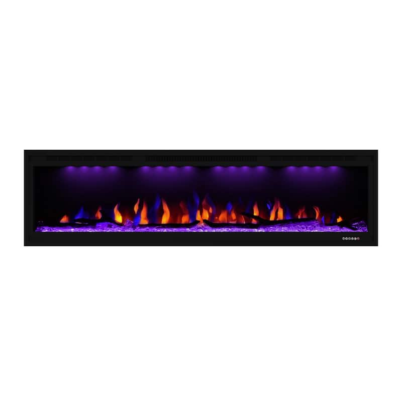Clihome 50-74" Wide LED Wall-mount Electric Fireplace - 60in.