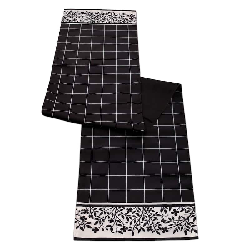 Plaid Table Runner - 72" - Black and White