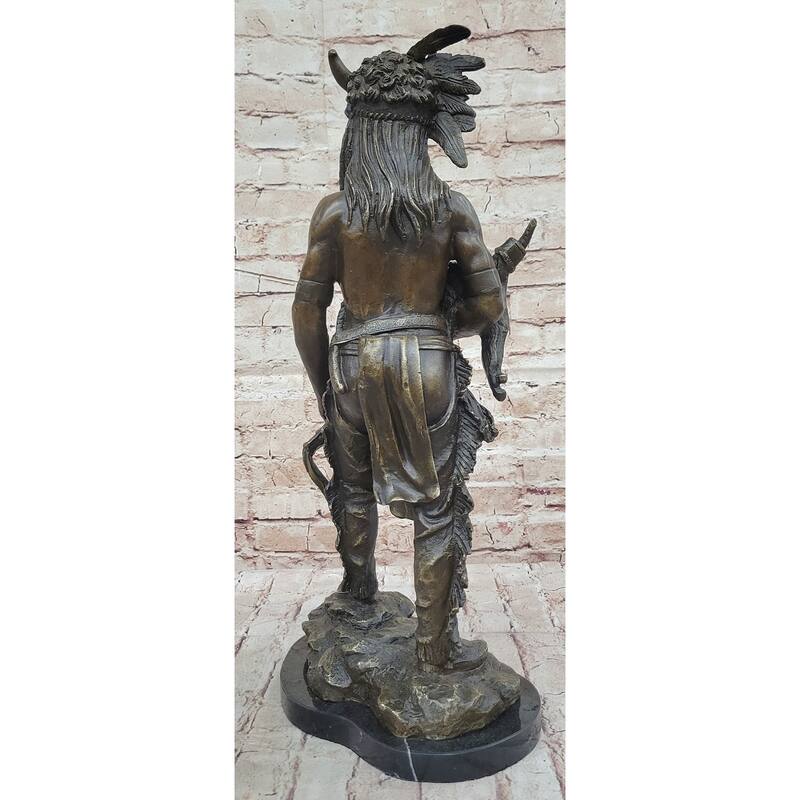 Native American Indian Warrior Bronze Metal Statue Sculpture Figure Original Art