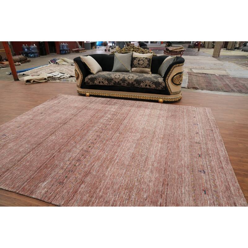 Hand Knotted Oriental 100% Wool Carpet Tribal Animal Pictorial Oranges & Rust Gabbeh Area Rug - 11' 3'' X 8' 9''