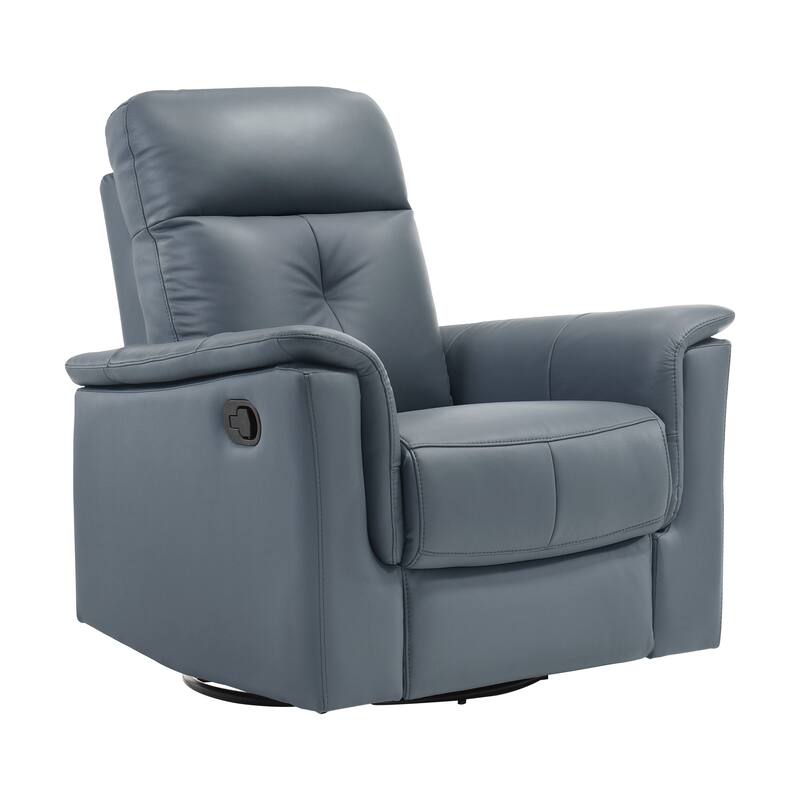Monte Leather Match Swivel Glider Manual Reclining Chair - Blue Gray