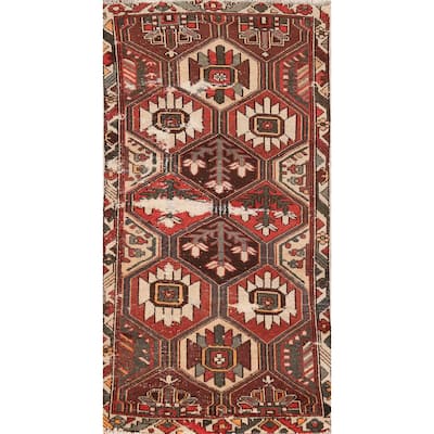 Hand Knotted Oriental 100% Wool Carpet Traditional Geometric Oranges & Rust Bakhtiari Area Rug - 6' 4'' X 3' 3''