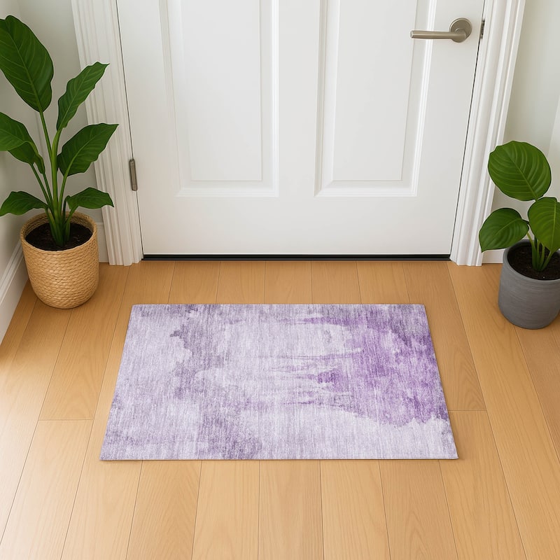 Premium Washable Super Soft Abstract Mayfield Rug - Lavender - 1'8" x 2'6"