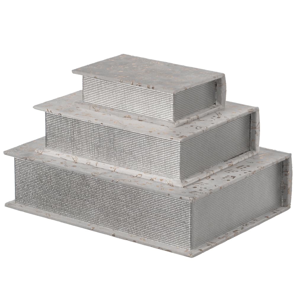 Set of 3 Velvet Vintage Storage Wooden Antique Classic Decorative Book Box Holder