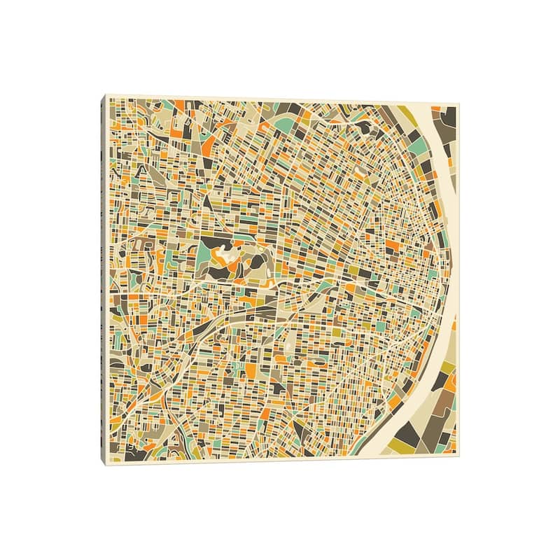 iCanvas "Abstract City Map of St. Louis" by Jazzberry Blue Canvas Print