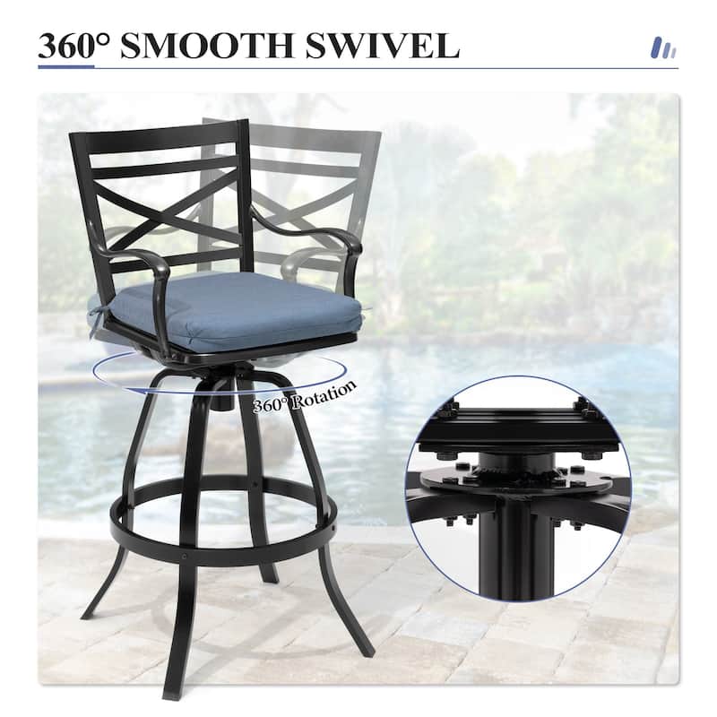 3/5-Piece Set Outdoor Patio Aluminum Sunbrella Swivel Bar Stools and Table