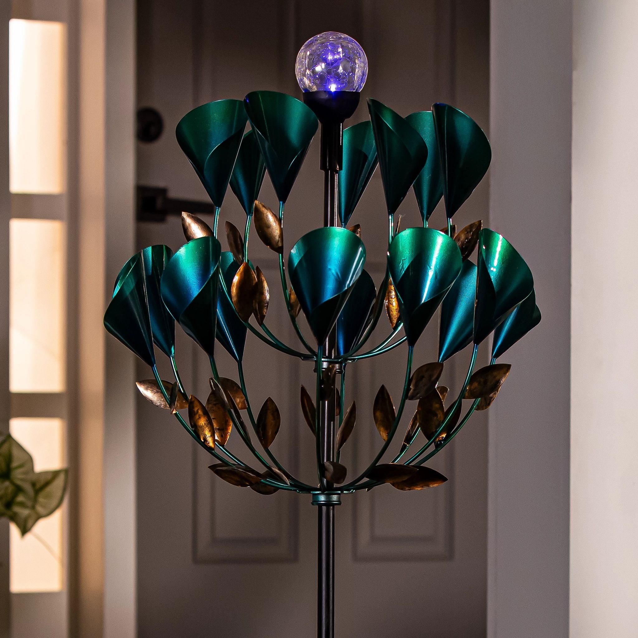 74 in. Calla Lily Solar Metal Wind Spinner
