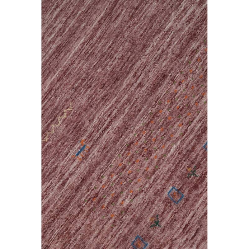 Hand Knotted Oriental 100% Wool Carpet Tribal Tribal Pink Gabbeh Area Rug - 9' 7'' X 7' 9''