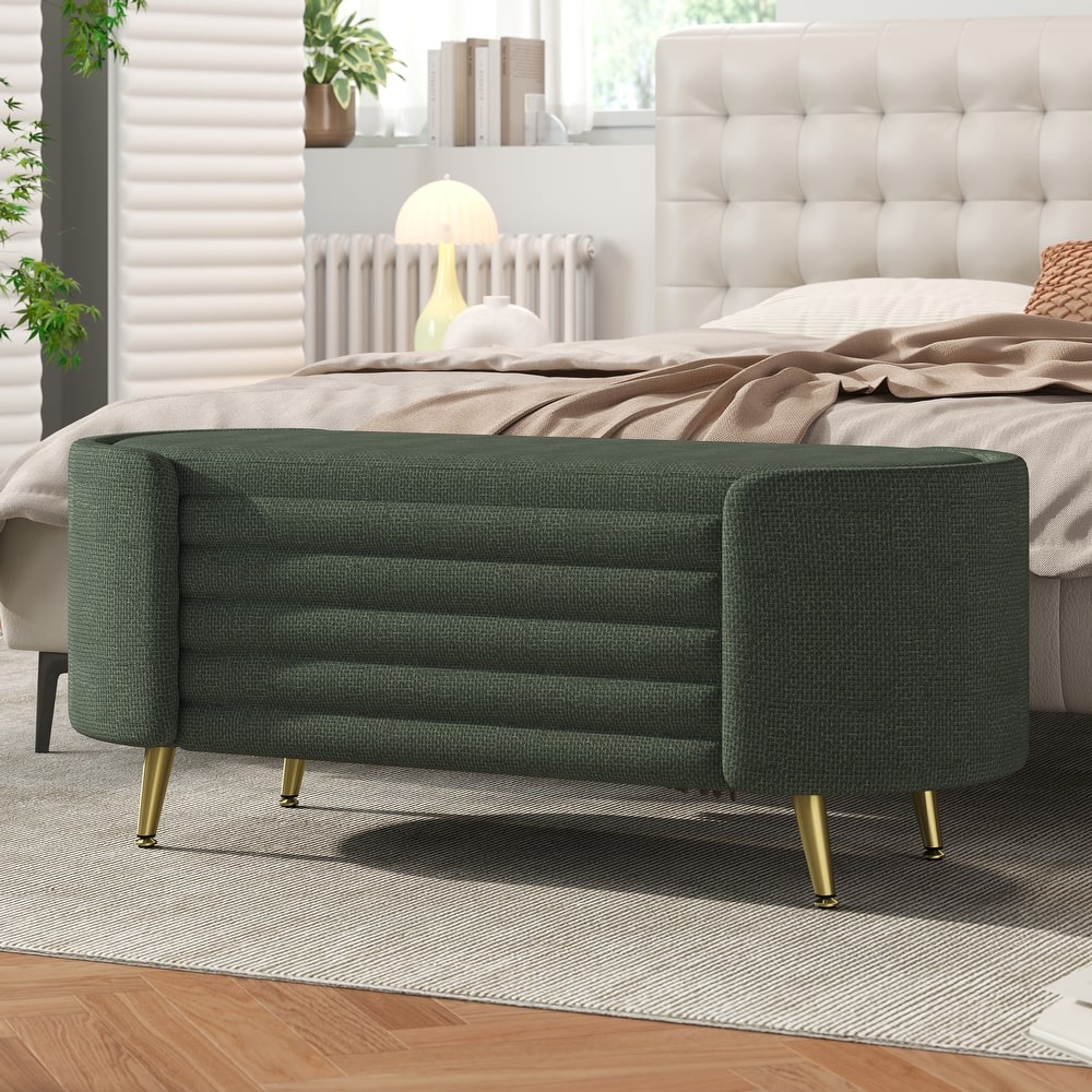 GDFStudio - Modern 44.9" Chenille Upholstered Storage Ottoman Bench