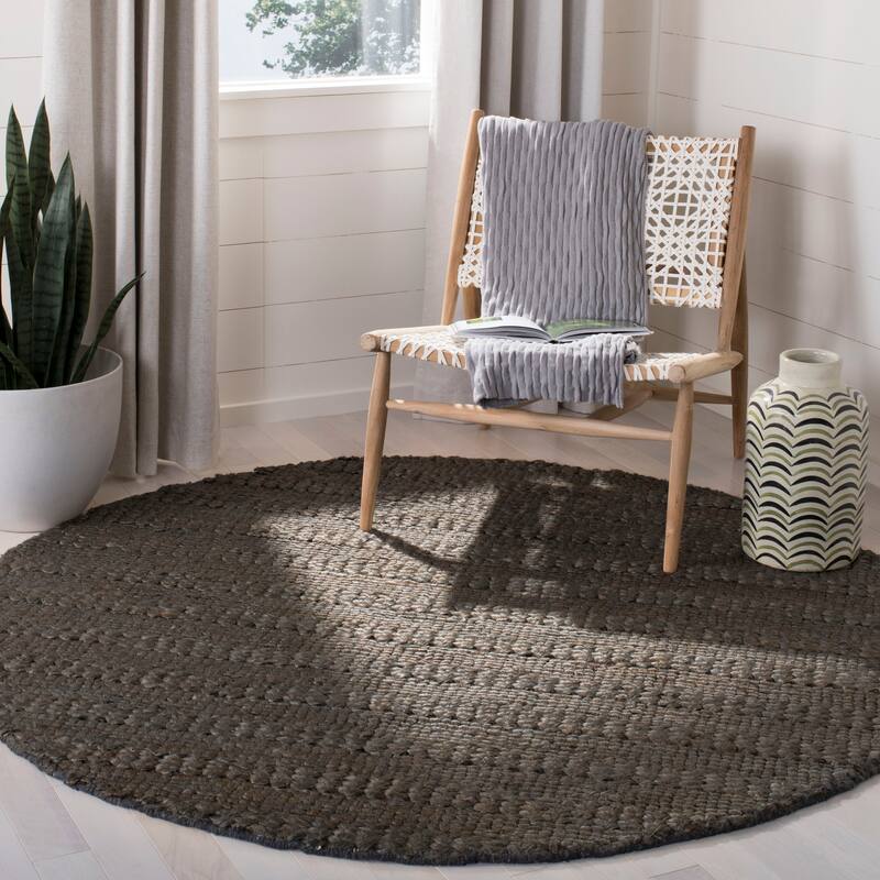 SAFAVIEH Handmade Natural Fiber Zaniyah Jute Rug - 6' Round - Charcoal
