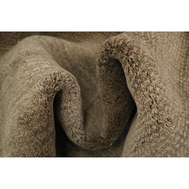 Hand Knotted Oriental 100% Wool Carpet Modern Solid Brown Gabbeh Area Rug - 9' 6'' X 7' 6''