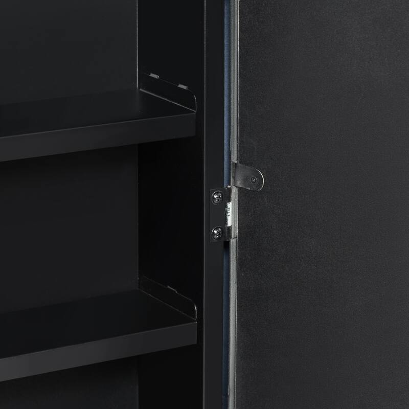 Retro Metal Arched Medicine Cabinet Wall Mount Bathroom Mirror with Storage Adjustable Shelves - 29.9" x 19.7"