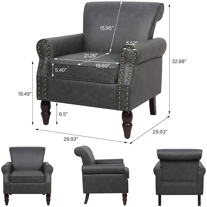 Mid-Century Modern Accent Chairs with Nailhead Trim