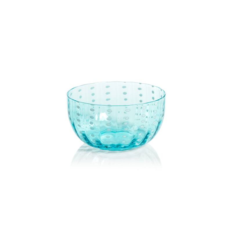 Pescara White Dot Condiment Glass Bowls, Set of 4 - Aqua