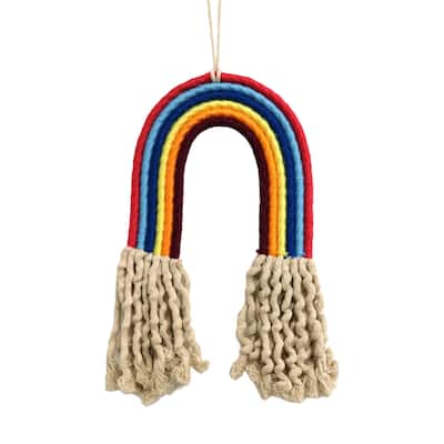 Home&Manor Small Rainbow Macrame Wall Hanging