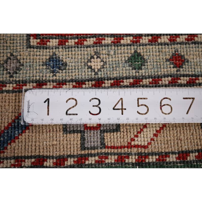 Ivory Geometric Kazak Oriental Area Rug Handmade Bedroom Wool Carpet - 4'0" x 5'9"