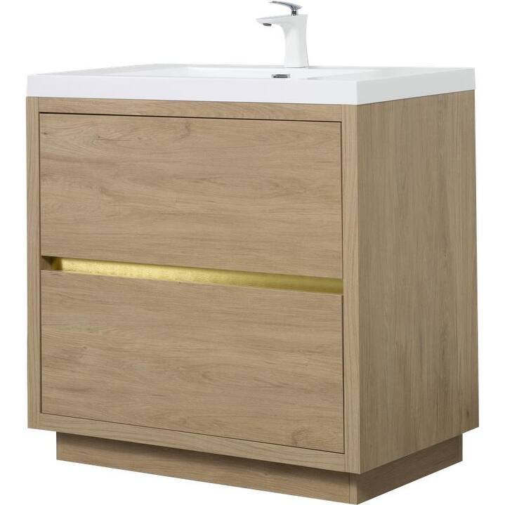 Abruzzo 36" Freestanding Bathroom Vanity with Stone Resin Sink and Two Soft Close Drawers