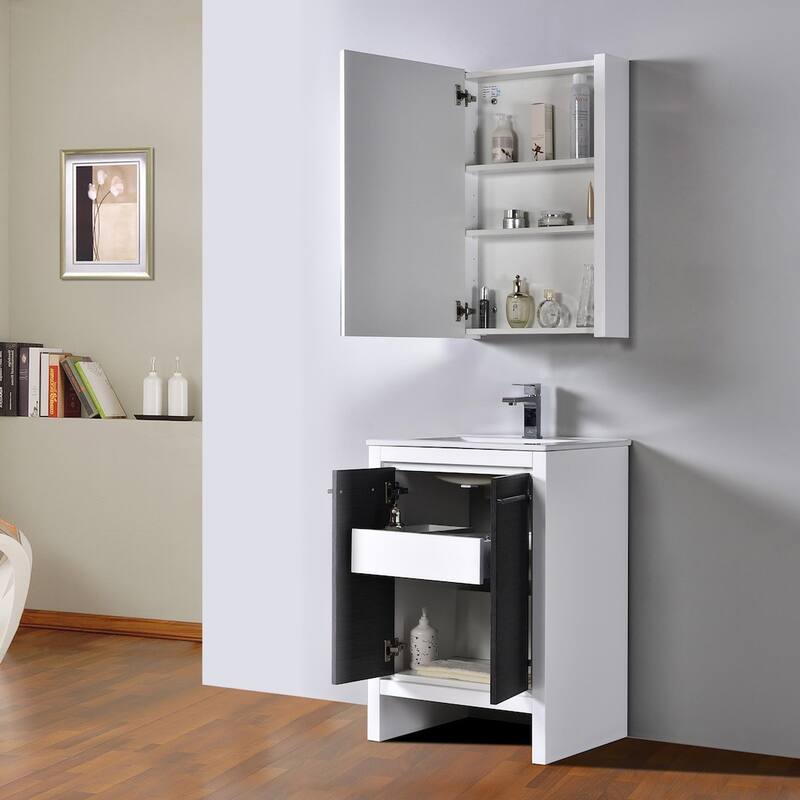 Solid Wood Bathroom Vanity with Mirror Medicine Cabinet