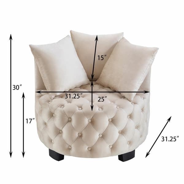 dimension image slide 0 of 5, Contemporary Upholstered Tufted Leisure Accent Chair